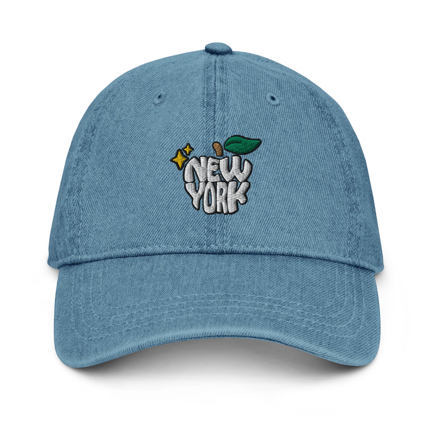 New York Apple Logo Embroidered Blue Denim Hat Scattered Streetwear