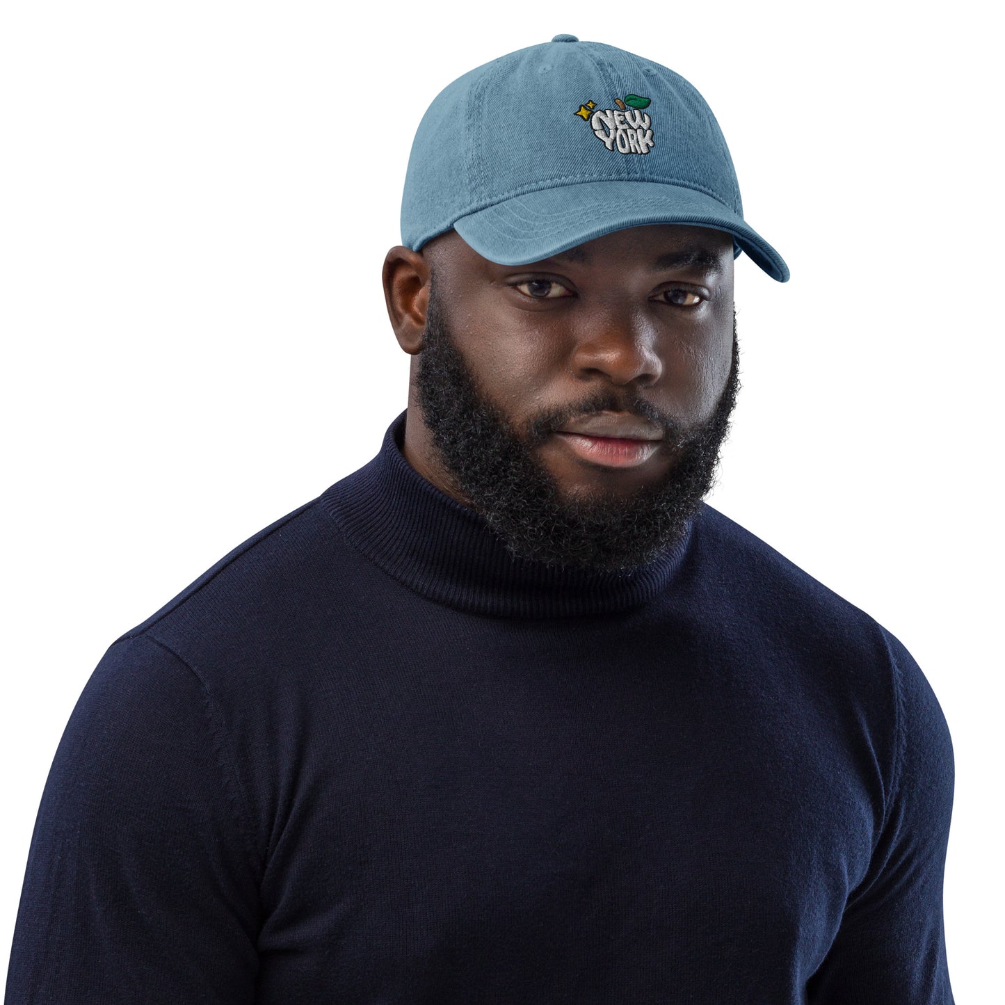 New York Apple Logo Embroidered Blue Denim Hat Scattered Streetwear